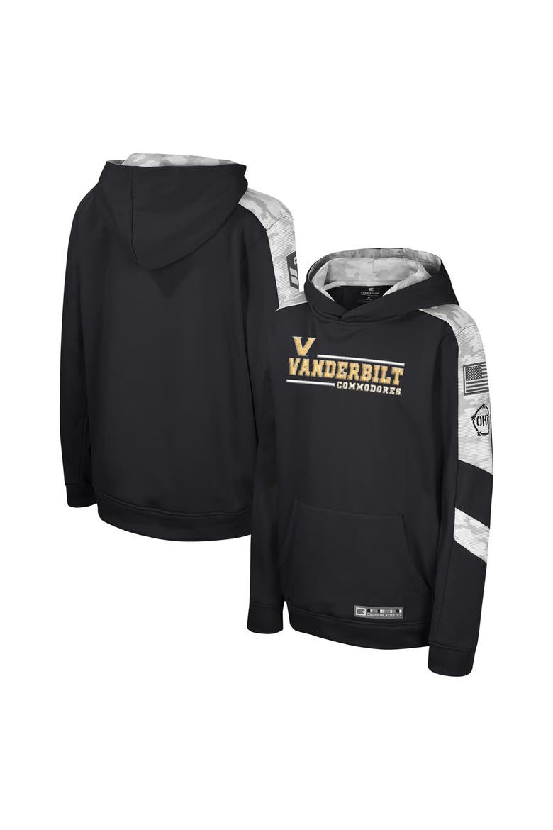 Youth Colosseum Black Vanderbilt Commodores OHT Military Appreciation Cyclone Digital Camo Pullover Hoodie, Alternate, color, Black