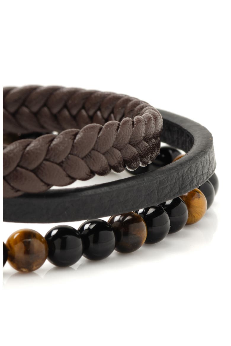 Men's Tiger's Eye & Leather Bracelet, Alternate, color, BROWN