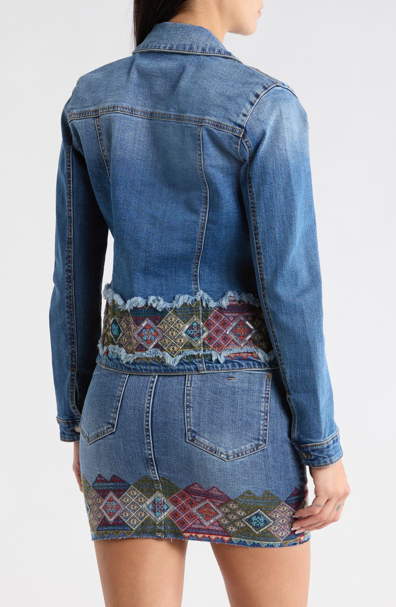 Desigual Embroidered Crop Denim Jacket, Alternate, color, 