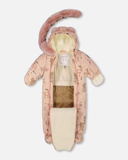 Deux Par Deux Baby Girl One-piece Layette Snowsuit Designed For Car Seat Animal In Multi