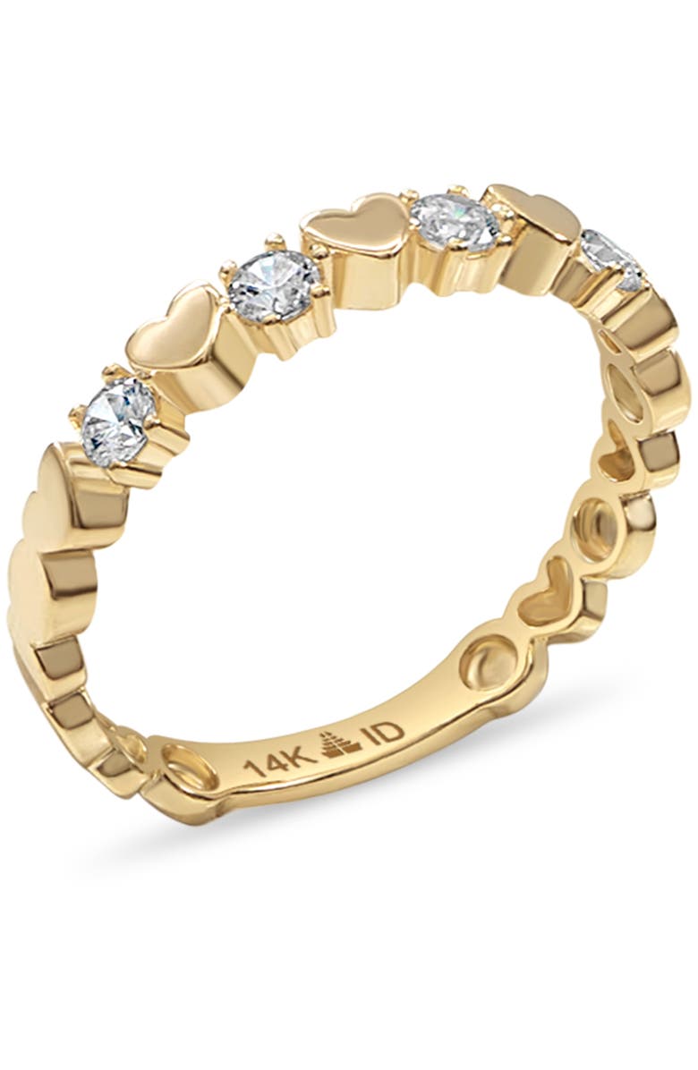 DEVATA Sweet Heart Ring in 14K Gold with Cubic Zirconia, Alternate, color, Yellow Gold