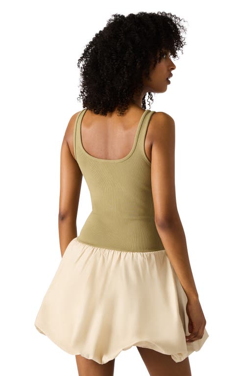 Steve Madden Linnea Mixed Media Bubble Hem Cotton Minidress