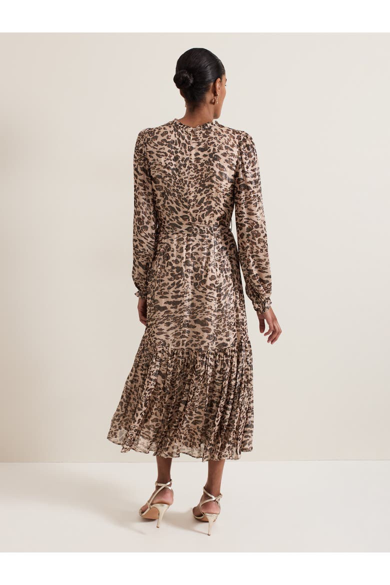 Eve Shimmer Leopard Print Midi Dress, Alternate, color, Multi