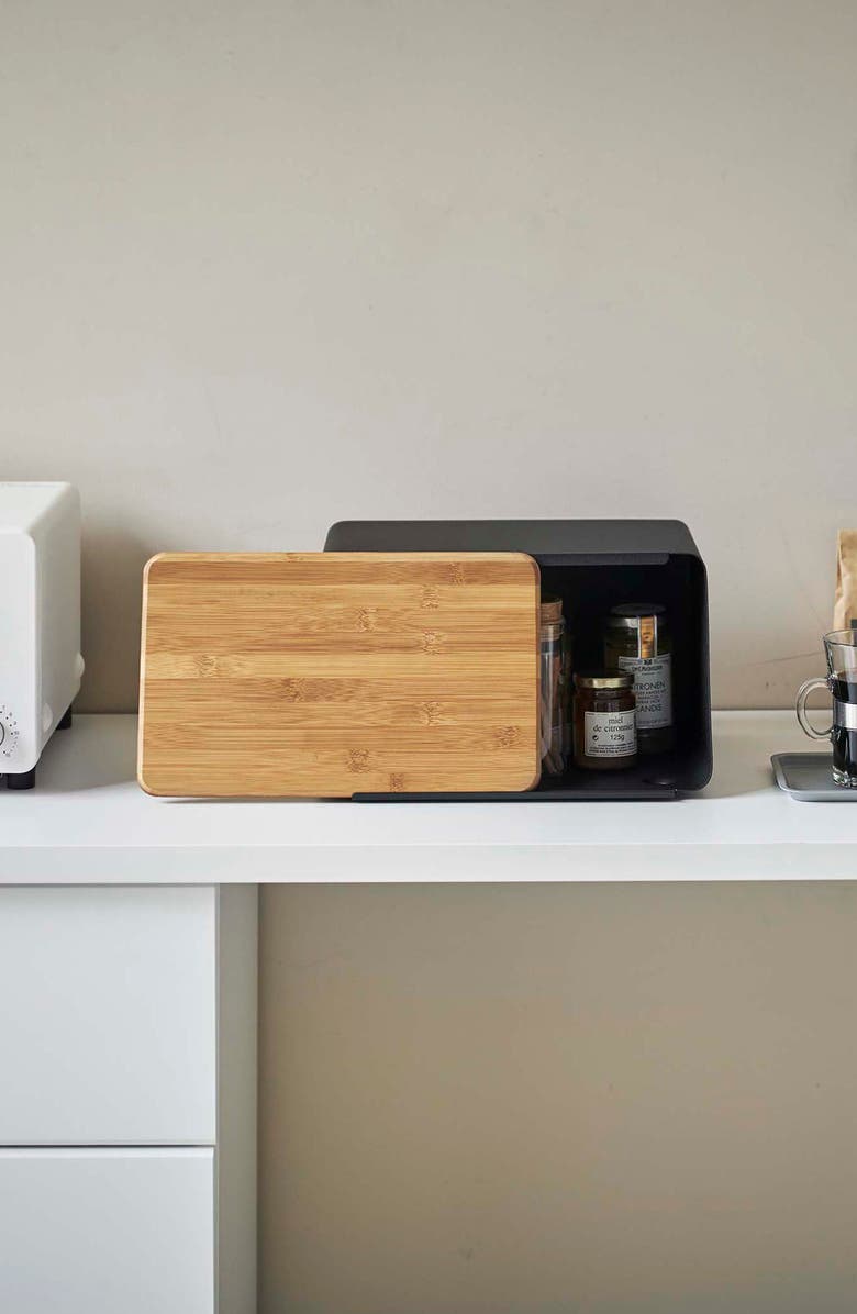 Yamazaki Sliding Door Bread Box, Alternate, color, Black