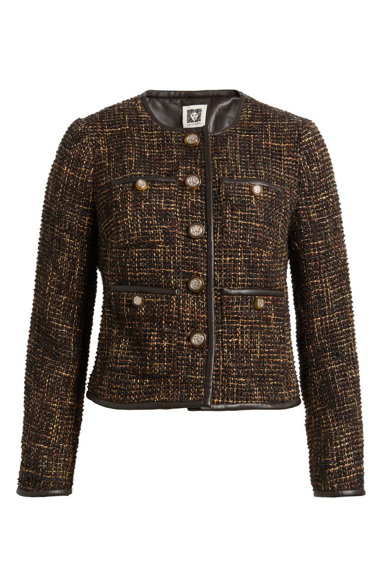 Anne Klein Tweed Jacket, Alternate, color, Deep Mahogany Multi