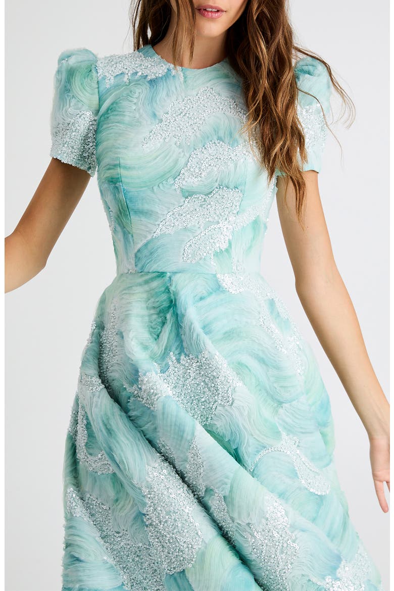 Eleanor Sequin Fit & Flare Cocktail Dress, Alternate, color, SEAFOAM