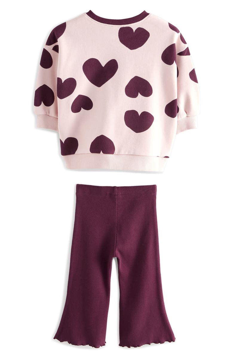 NEXT Kids' Heart Sweatshirt & Flare Leggings Set, Alternate, color, 