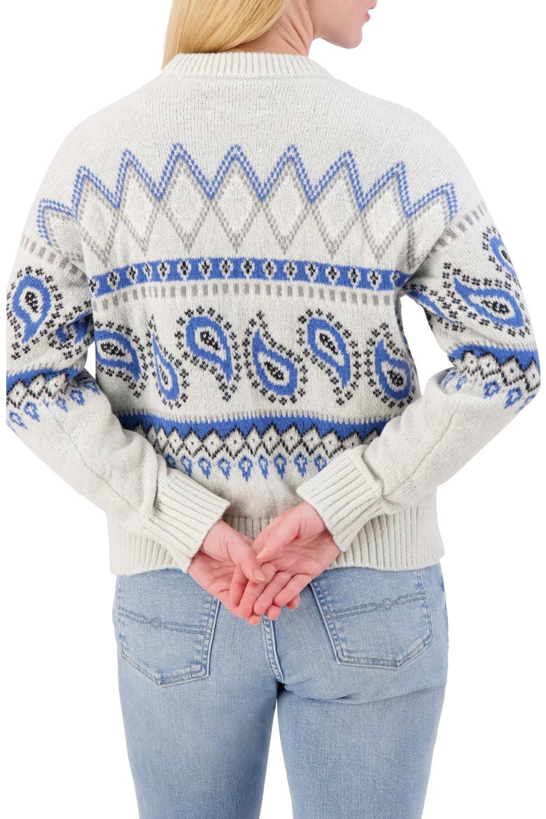 Fair Isle Crew Sweater, Alternate, color, HEATHER GREY