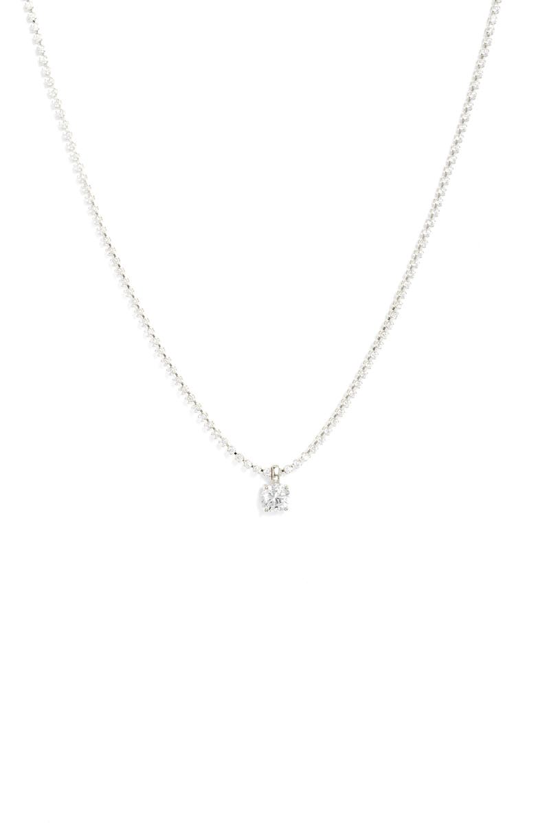 Nordstrom Cubic Zirconia Pendant Tennis Necklace, Main, color, Clear- Silver