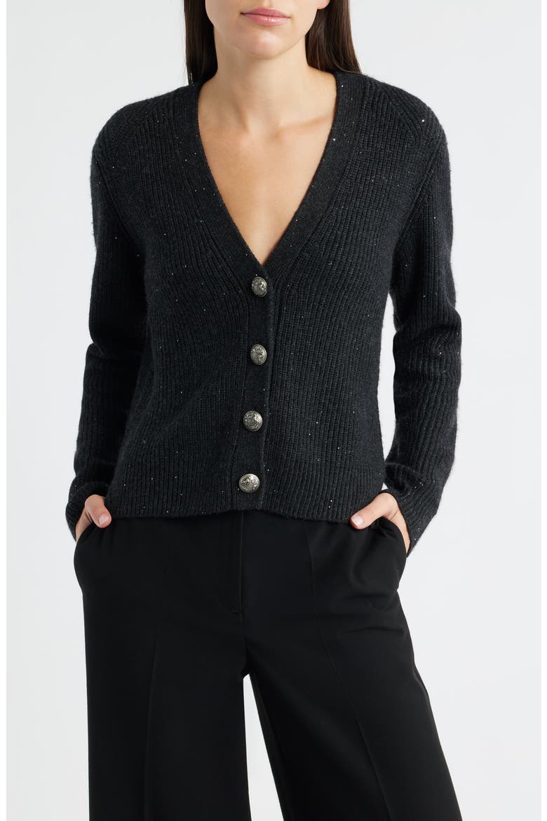 Eddie Metallic Glitter Cardigan, Main, color, DARK GREY