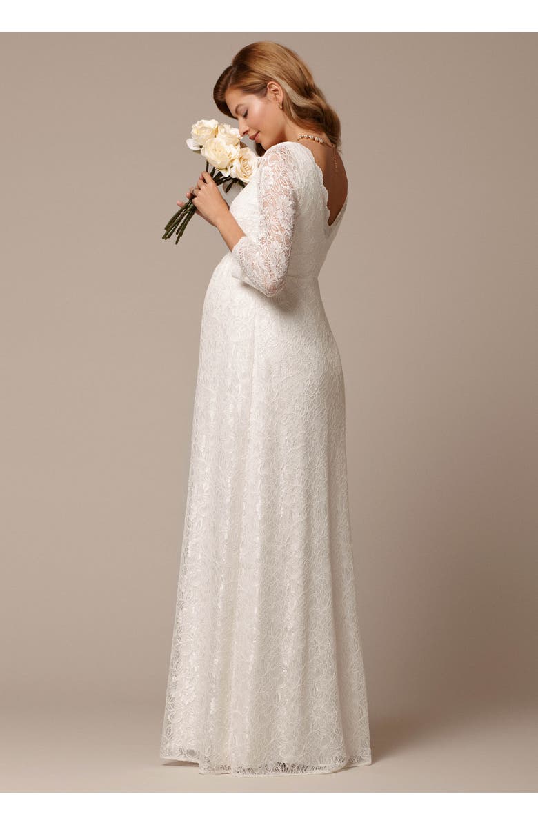Tiffany Rose Maternity Chloe Lace Maternity Wedding Gown, Alternate, color, Ivory