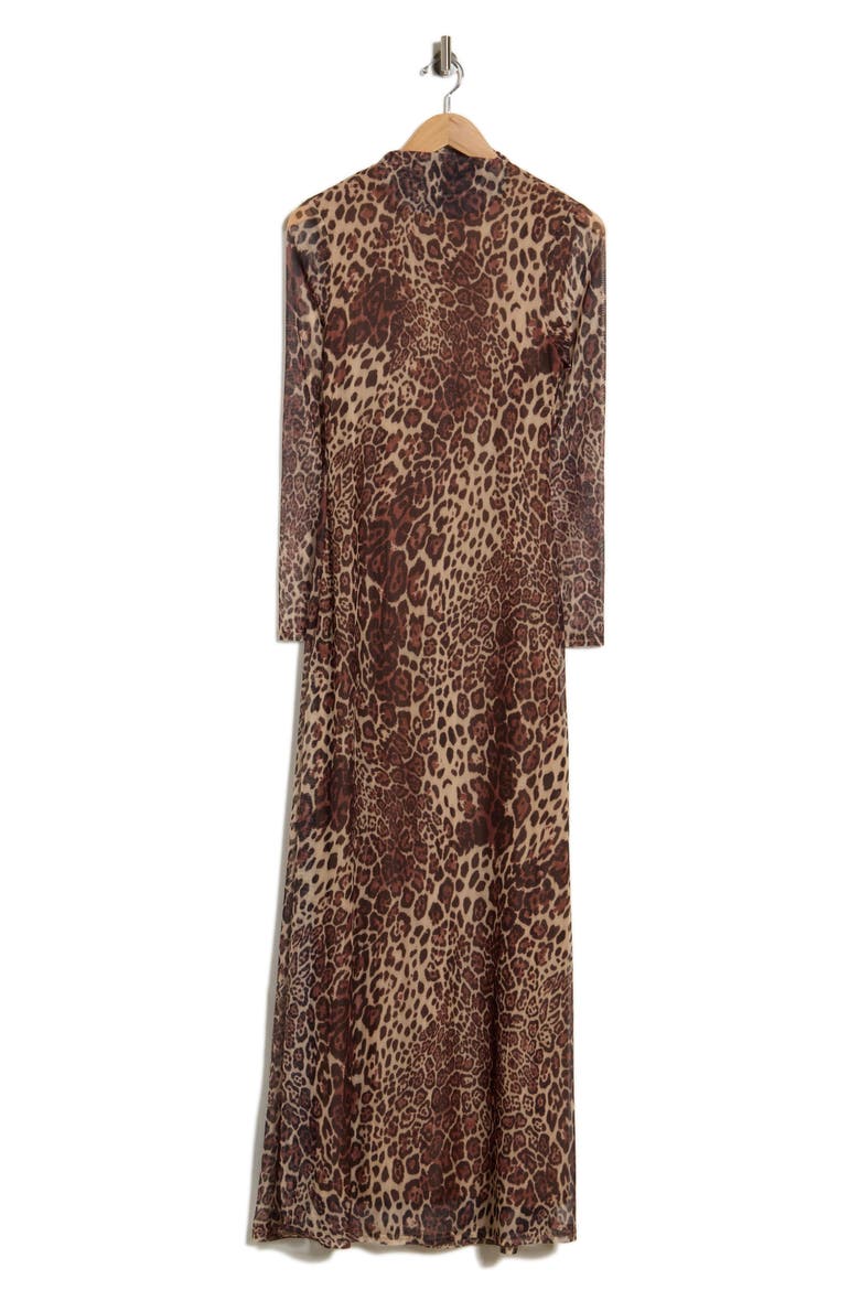 Leopard Print Long Sleeve Jersey Maxi Dress, Alternate, color, LEOPARD