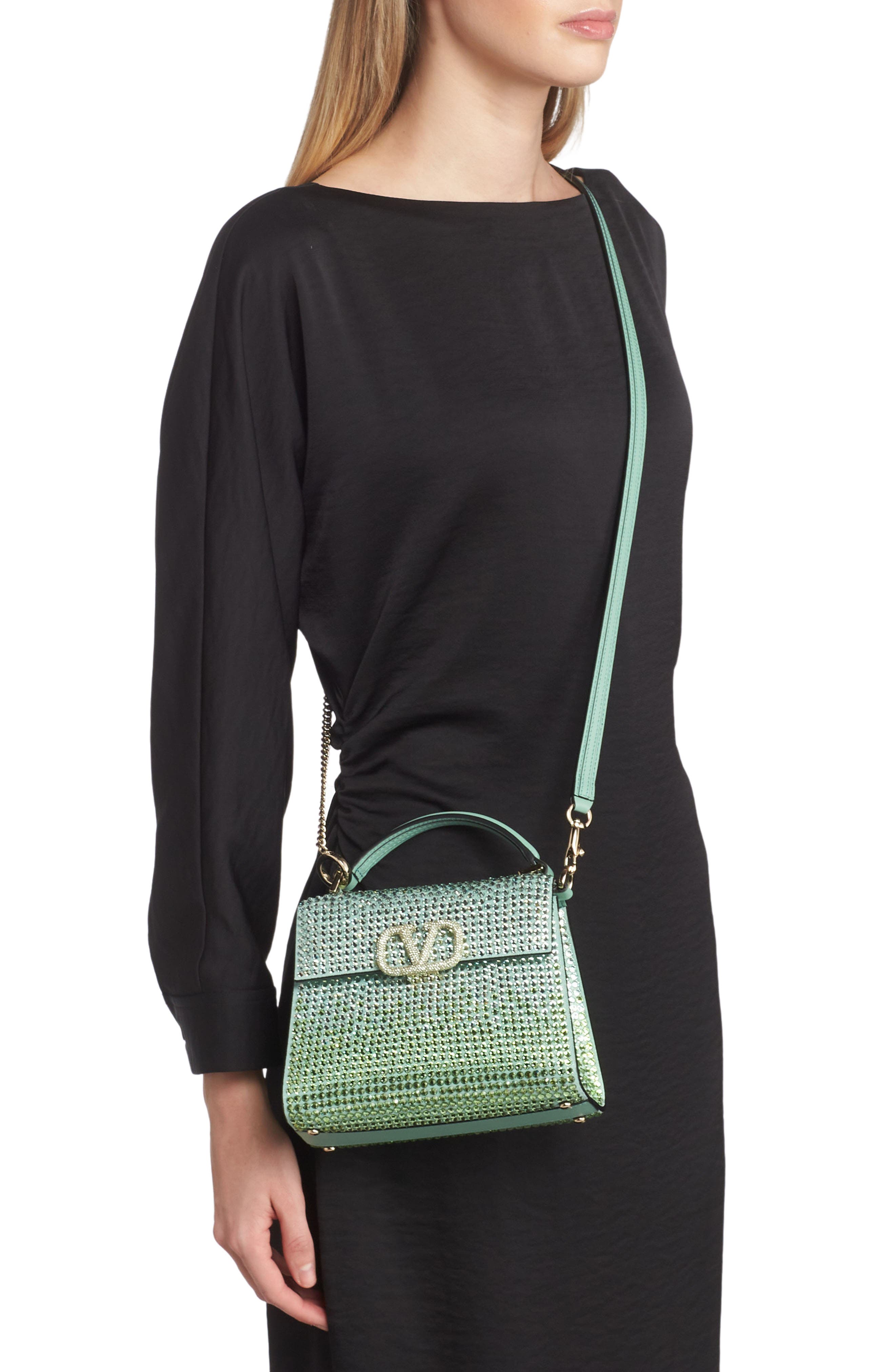 Valentino Garavani Mini VSling Crystal Embellished Top Handle Bag, Alternate, color, 