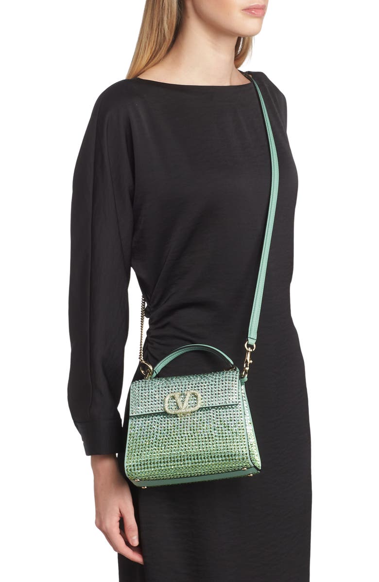 Valentino Garavani Mini VSling Crystal Embellished Top Handle Bag, Alternate, color,