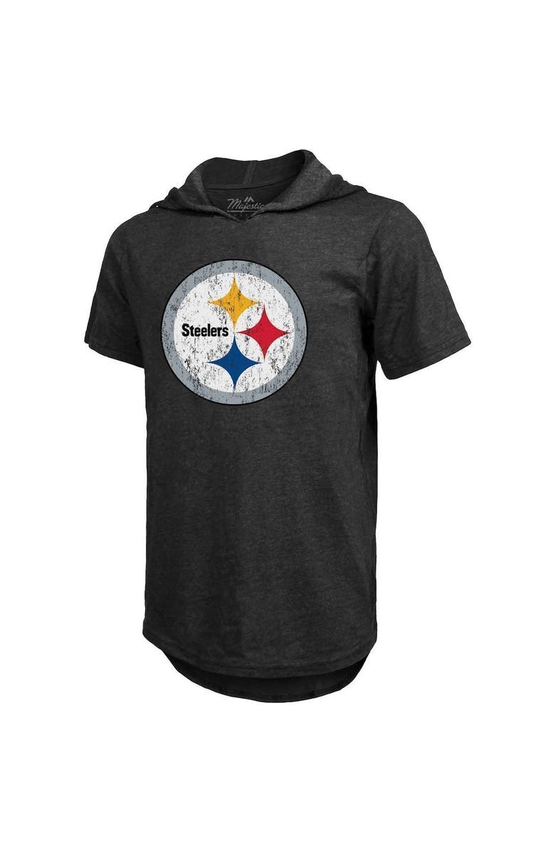 Majestic Threads Men's Majestic Threads Najee Harris Black Pittsburgh Steelers Player Name & Number Tri-Blend Hoodie T-Shirt, Alternate, color,