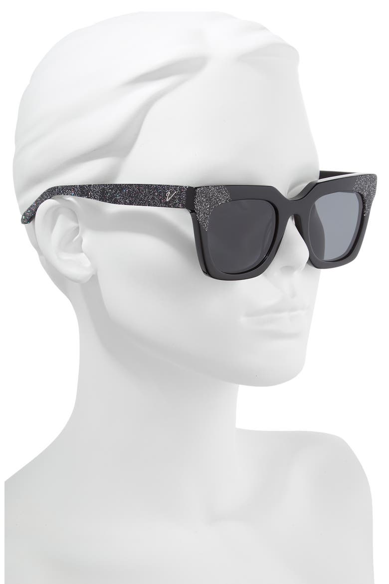 Riley 50mm Cat Eye Sunglasses, Alternate, color, BLACK/ SMOKE