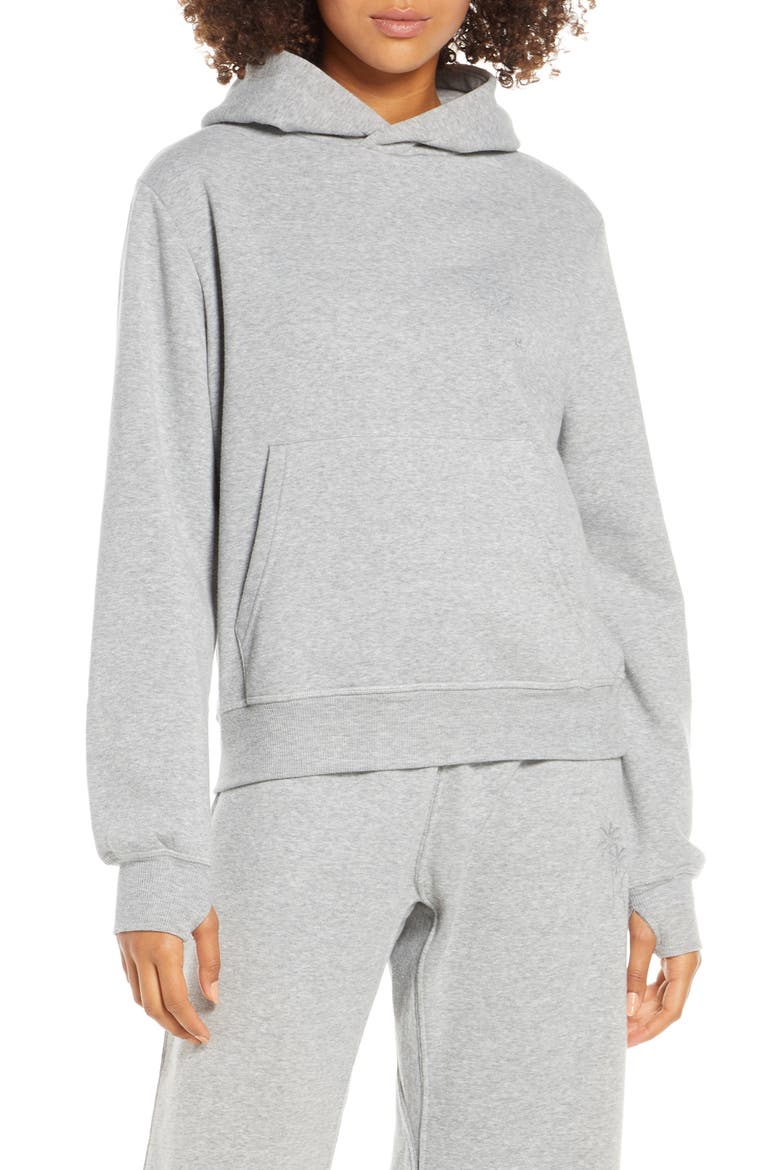 Fleece Hoodie, Main, color, LIGHT GREY MELANGE