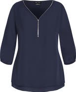 City Chic Florrie Zip Flutter Sleeve Top