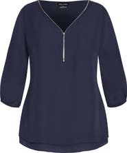 City Chic Florrie Zip Flutter Sleeve Top