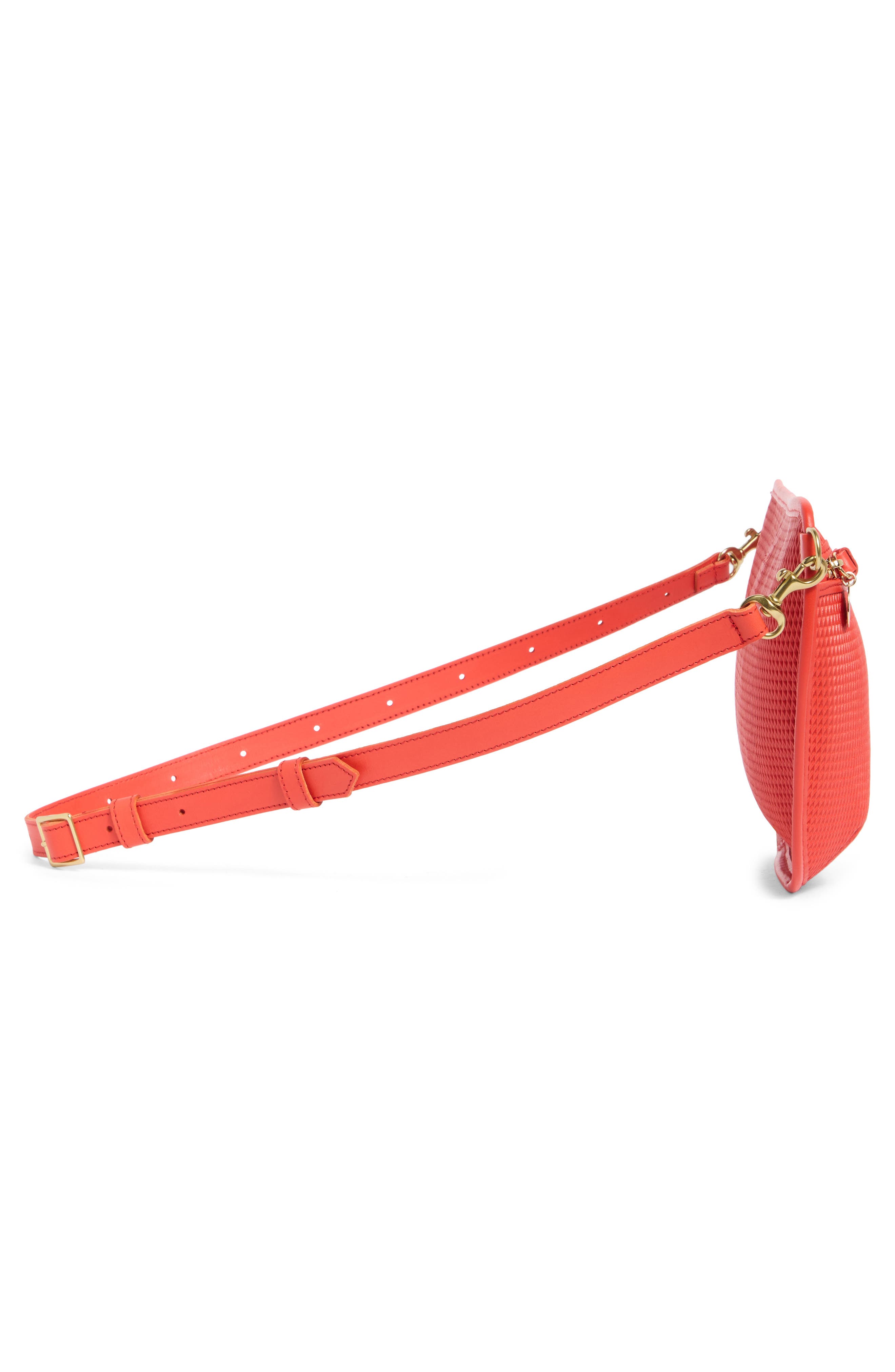 Clare V. Grande Diamond Perforated Leather Belt Bag, Alternate, color, Bright Poppy