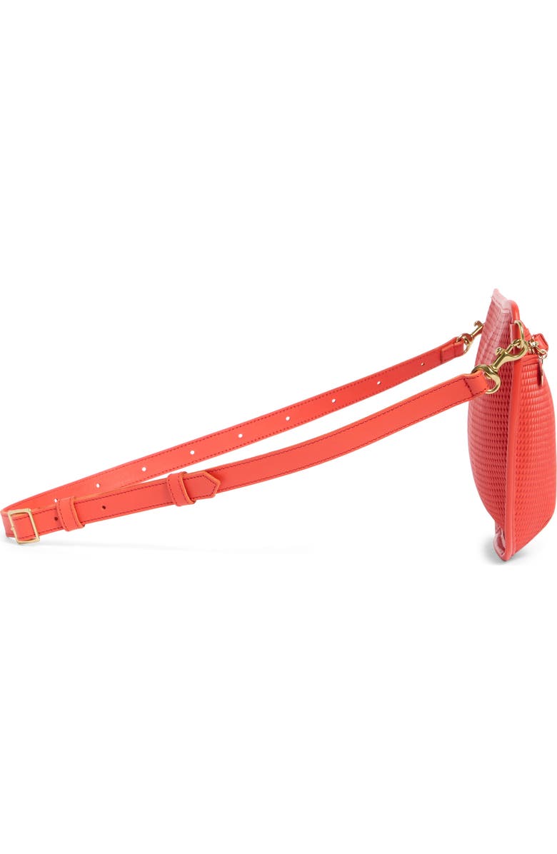 Clare V. Grande Diamond Perforated Leather Belt Bag, Alternate, color, Bright Poppy
