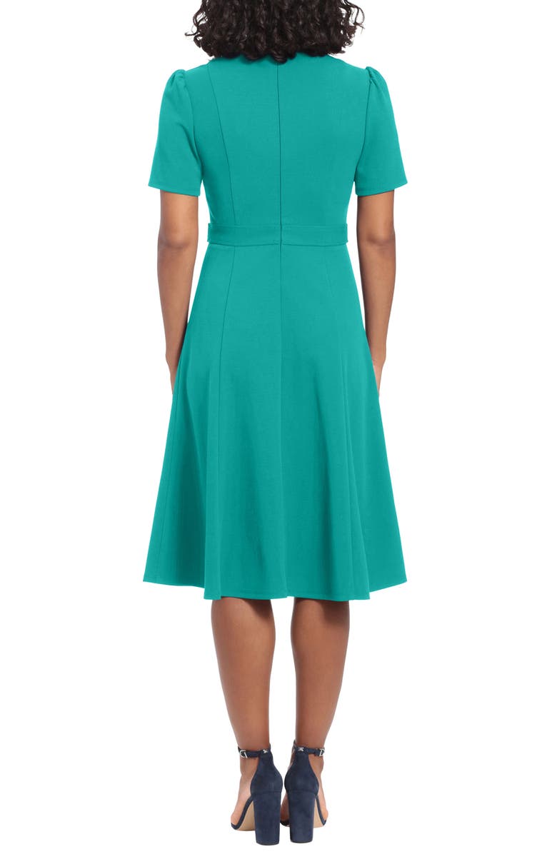 London Times Side Tab Fit & Flare Dress, Alternate, color, Emerald