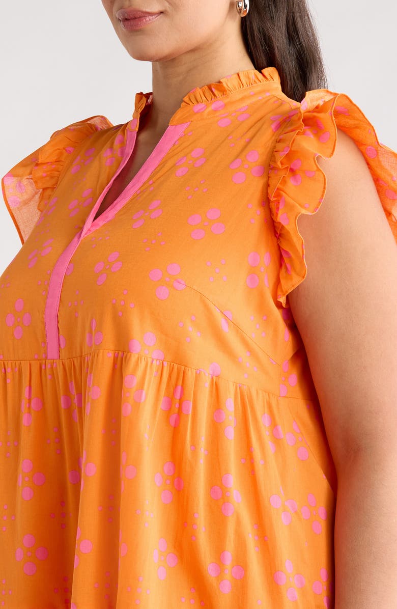 SUGARLIPS Donna Dot Mirna Tiered Midi Dress, Alternate, color, Orange-Pink