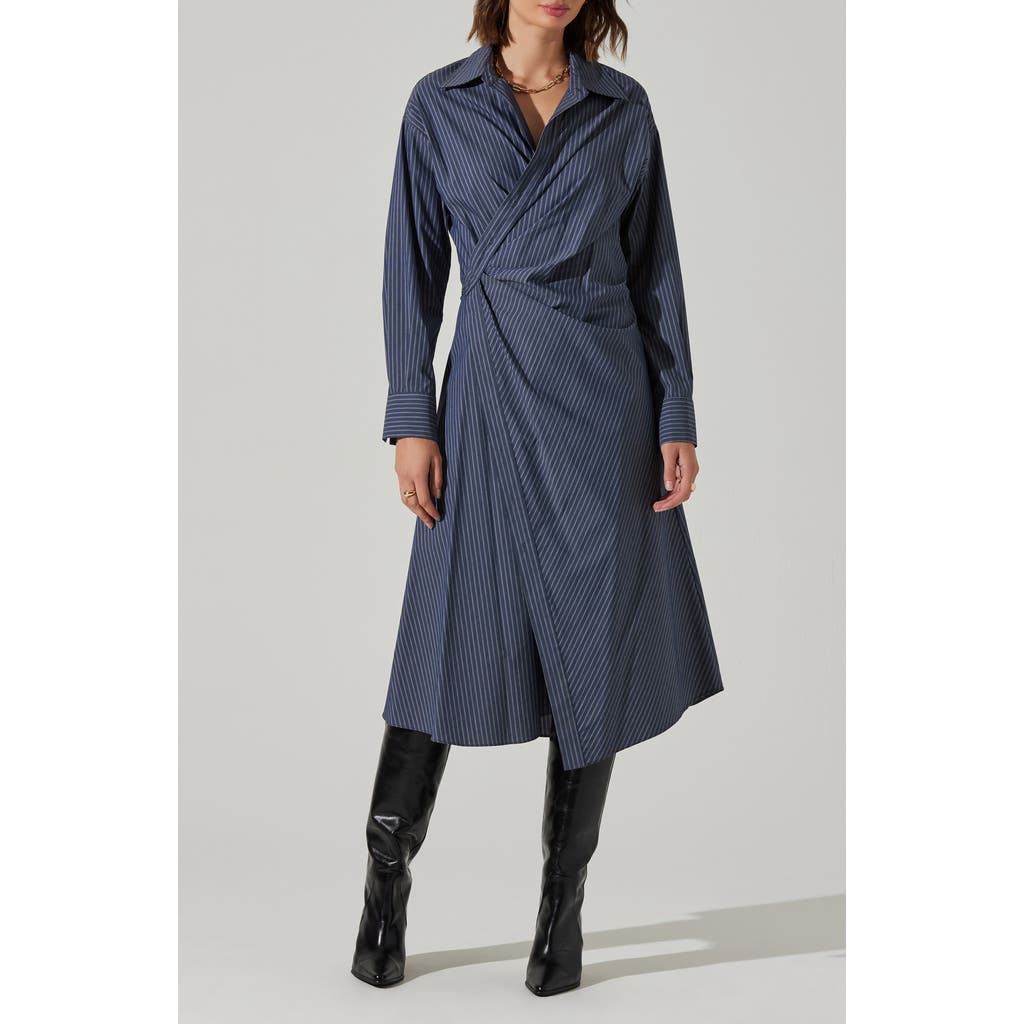 Astr The Label Flyrka Long Sleeve Wrap Dress In Gray
