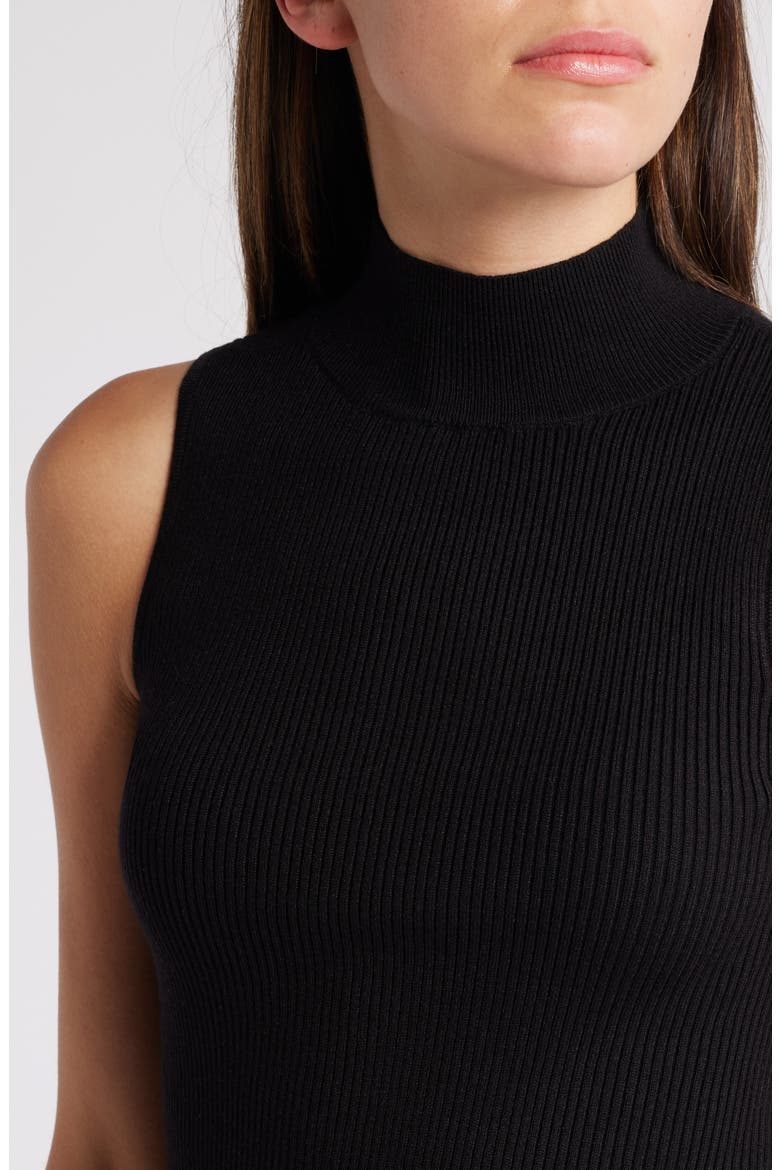 Mock Neck Sleeveless Rib Sweater, Alternate, color, RICH BLACK