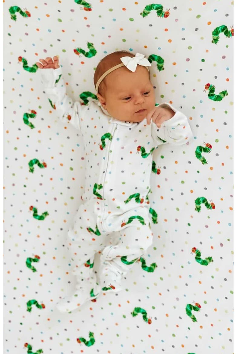 x The Very Hungry Caterpillar Fitted Organic Cotton Crib Sheet, Alternate, color, CATERPILLAR