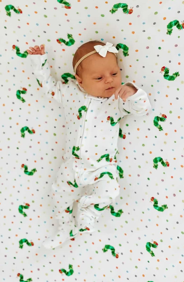 L'ovedbaby x The Very Hungry Caterpillar Fitted Organic Cotton Crib Sheet, Alternate, color, Caterpillar
