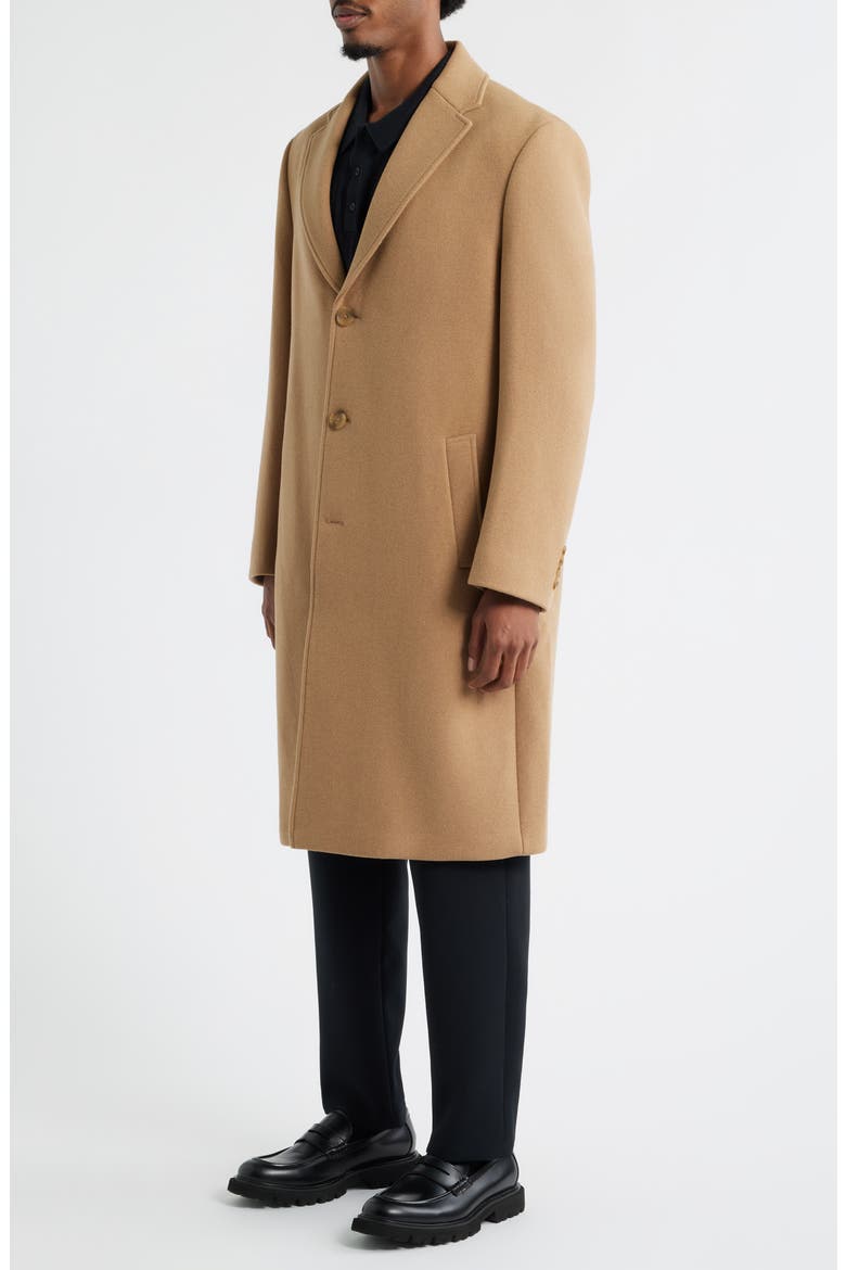 Wool Blend Melton Overcoat, Alternate, color, TAN TIGER