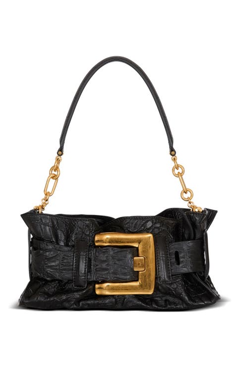 Mini Anthem bag in embossed crocodile-print calfskin