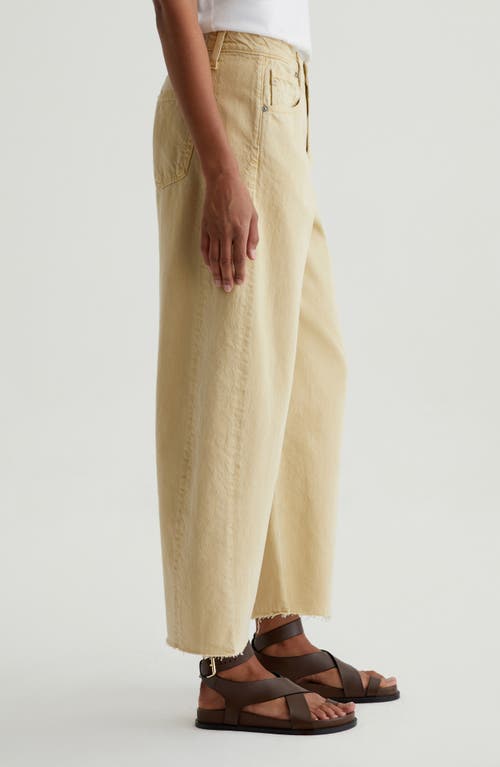 Ag Hattie Raw Hem High Waist Crop Barrel Jeans In Sulfur Golden Wheat