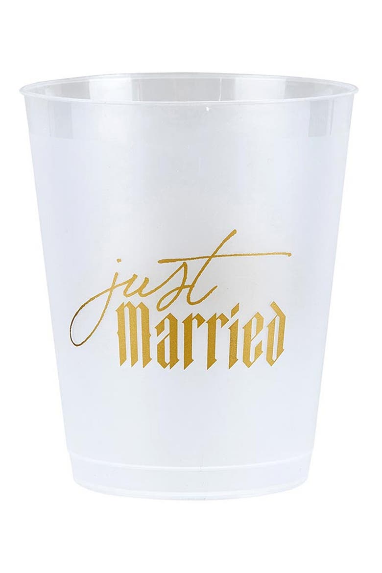 Just Married 8-Pack Party Cups, Main, color, WHITE