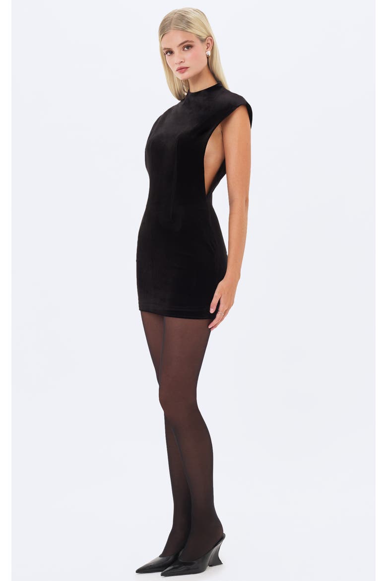 Vienna Velvet Mock Neck Mini Dress, Alternate, color, Black