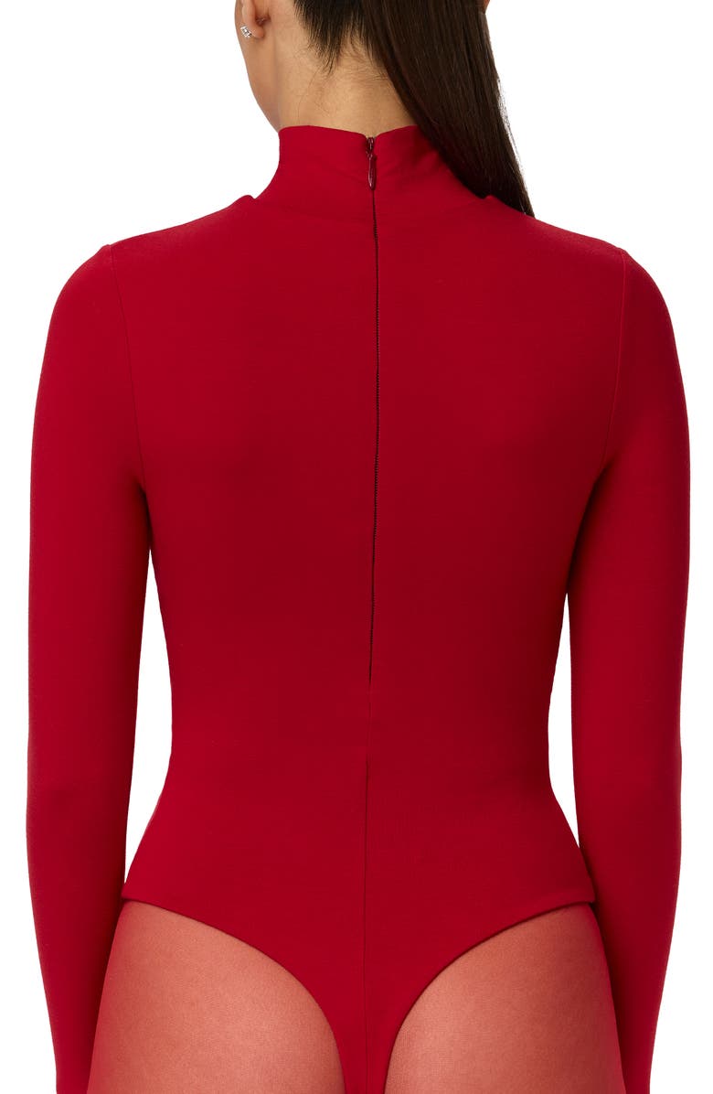 Naked Wardrobe Butter Turtleneck Long Sleeve Bodysuit, Alternate, color, Ruby Red