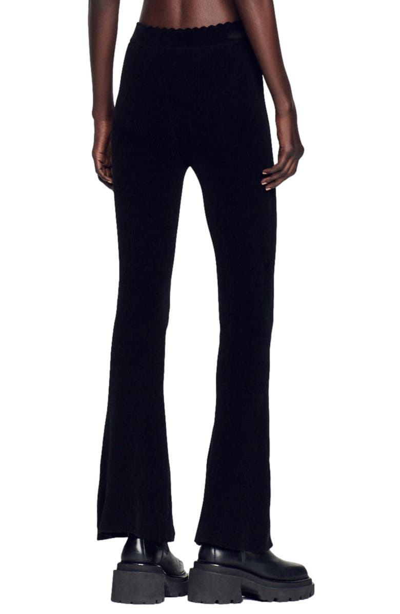 SANDRO Velour Flare Leg Knit Pants, Alternate, color,