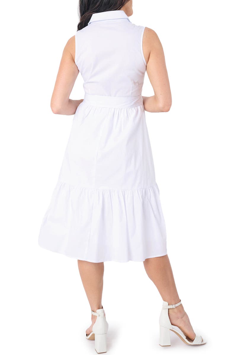 GIBSONLOOK Tiered Poplin Midi Shirtdress, Alternate, color, White