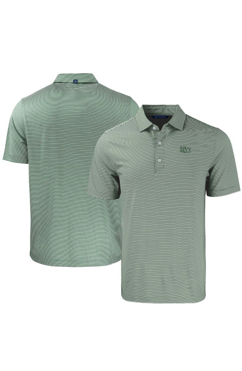 Cutter & Buck Men's Cutter & Buck  Green/White Ivy League Tri-Blend Forge Eco Double Stripe Stretch Recycled Polo, Main, color, Green