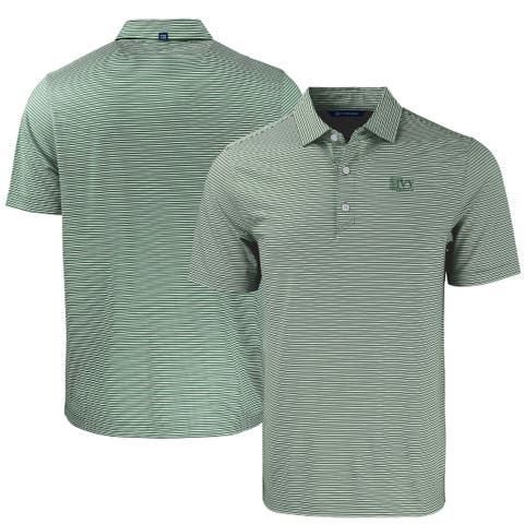 Men's Cutter & Buck  Green/White Ivy League Tri-Blend Forge Eco Double Stripe Stretch Recycled Polo