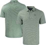 Cutter & Buck Men's Cutter & Buck  Green/White Ivy League Tri-Blend Forge Eco Double Stripe Stretch Recycled Polo