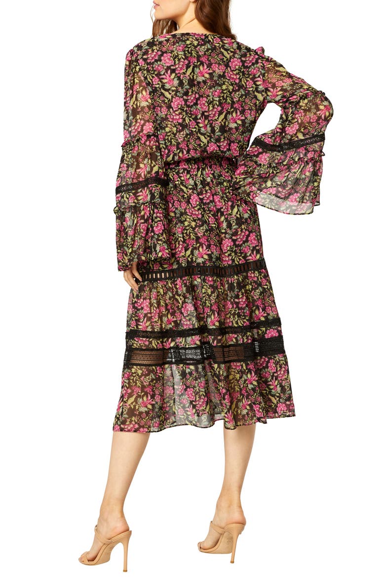 Misa Los Anglese Olivia Floral Tiered Skirt, Alternate, color, FLORA FUSCHIA