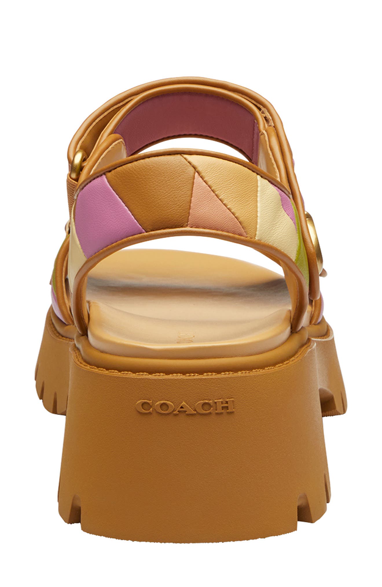 COACH Brynn Ankle Strap Platform Sandal, Alternate, color, Honey Brown/ Multi