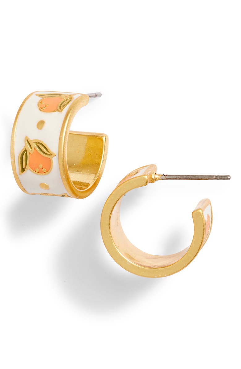 Madewell Enamel Clementine Huggie Hoop Earrings, Main, color, 