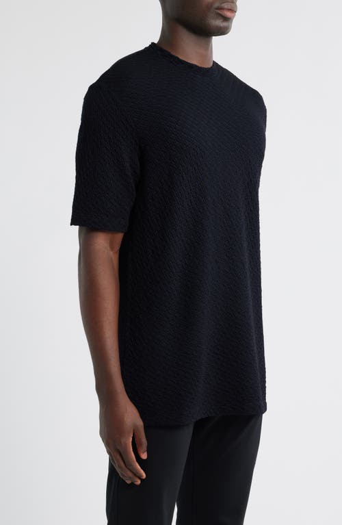 Emporio Armani Knit Jacquard Short Sleeve Sweater In Black