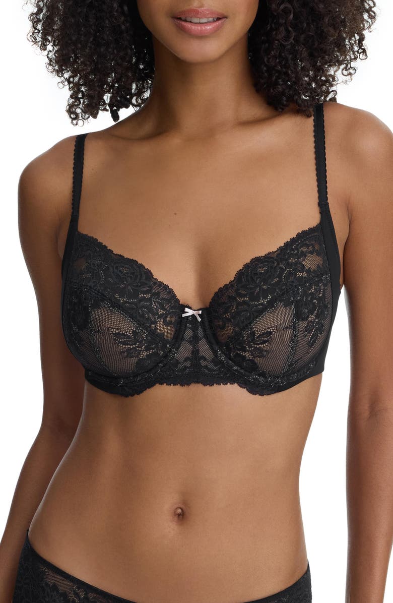 Skarlett Blue Captivate Full Coverage Unlined Lace Bra, Main, color, Black