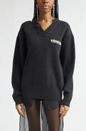Simone Rocha Seam Bite Embellished Virgin Wool Blend Sweater