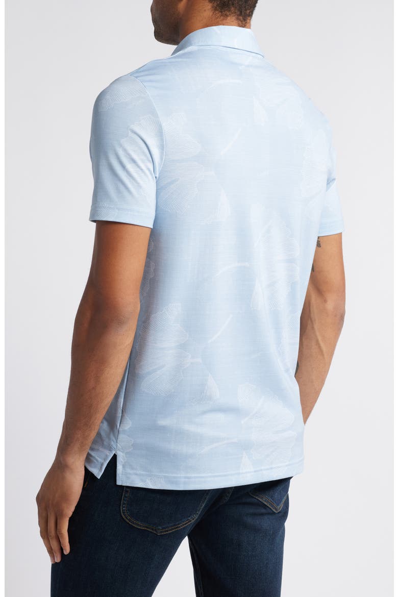 Featherweight Mist Leaf Print Polo, Alternate, color, HEATHER DUSTY BLUE