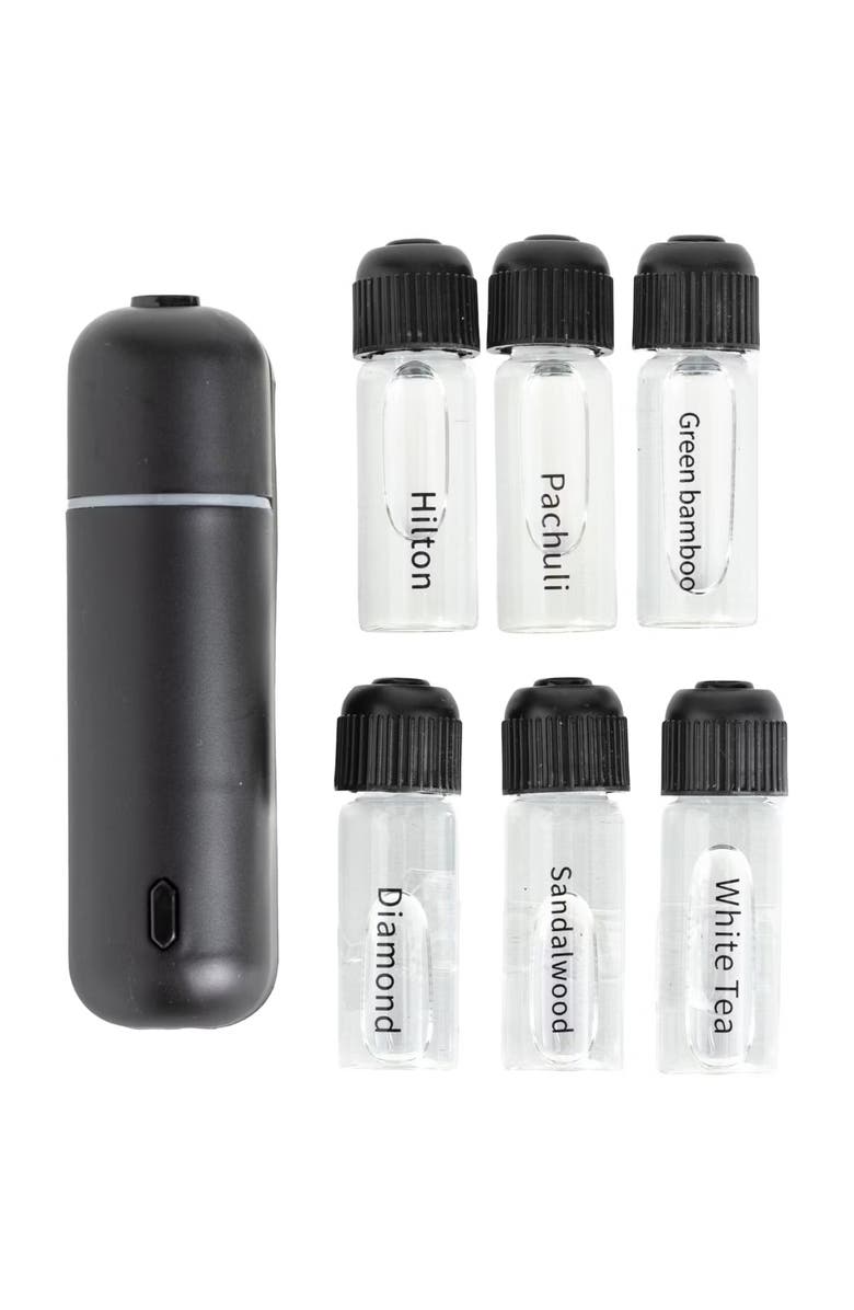 Luminuxe Car Air Freshener Diffuser Waterless Essential Oil Aromatherapy with 6 Scents, Main, color, Black
